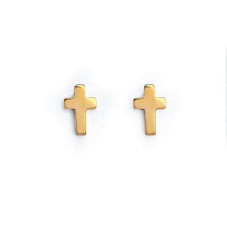 Boucles d'oreilles mini croix plaqué or - Boucles d'oreilles Godsavetheking