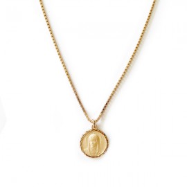 Collier médaille ciselée Vierge Marie 17 mm et chaîne vénitienne plaqués or - Colliers et sautoirs Godsavetheking