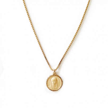 Collier médaille ciselée Vierge Marie 17 mm et chaîne vénitienne plaqués or - Colliers et sautoirs Godsavetheking