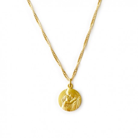 Collier médaille Vierge à l'enfant 16 mm et chaîne torsadée en plaqué or - Colliers et sautoirs Godsavetheking