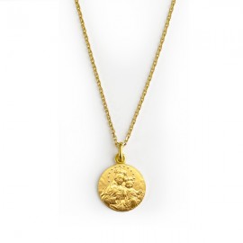 Collier médaille Vierge du Mont Carmel 18 mm et chaîne forçat en plaqué or - Colliers et sautoirs Godsavetheking