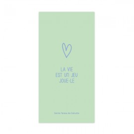 Signet religieux vert La vie est un jeu, joue-le (Mère Teresa) - Signets religieux papeterie religieuse Godsavetheking