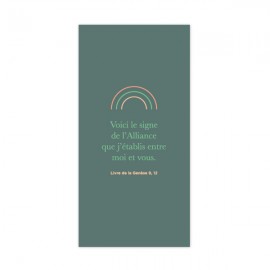 Signet religieux vert pin "Voici le signe de l’Alliance" avec arc-en-ciel - Signets religieux papeterie religieuse Godsavethe...