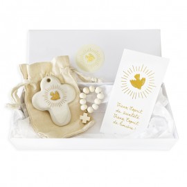Box cadeau avec ses 3 créations Esprit-Saint Or et blanc - Coffrets cadeaux Godsavetheking