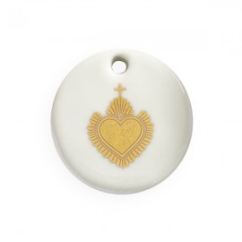Médaillon de berceau en porcelaine Sacré-Cœur - 5 cm
