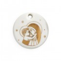 Médaillon de berceau en porcelaine Vierge à l'Enfant - 5 cm