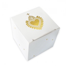 Boite à dragées Sacré-Cœur avec laminage doré - Décoration de Communion Godsavetheking