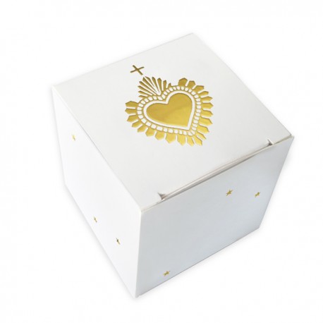 Boite à dragées Sacré-Cœur avec laminage doré - Décoration de Communion Godsavetheking