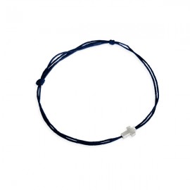Bracelet double fils bleu marine avec croix plaqué argent - Taille réglable - Bracelets religieux enfant Godsavetheking