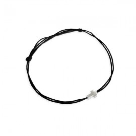 Bracelet noir avec croix plaqué argent - Taille réglable - Bracelets religieux enfant Godsavetheking