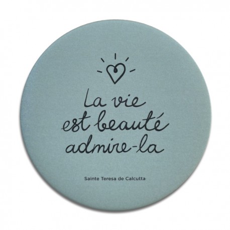 Miroir de poche avec citation de Sainte Mère Teresa "La vie est beauté" diamètre 7,5 cm - Sacs, pochettes et miroir de poche ...