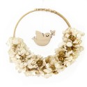 Couronne murale FAUSTINE en fleurs séchées Hortensia et houblon avec suspension Esprit-saint