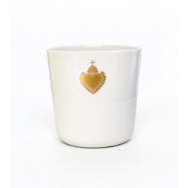 Timbale blanche en porcelaine demi-emaillée Sacré-Cœur - Porcelaine objets religieux God save the king