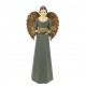 Statue d'Ange Porte-Bougie Ailes Dorées, Gris - 36 cm