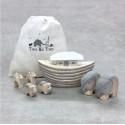 ♥ Petite Arche de Noé en bois naturel avec 6 animaux