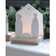 Bougeoir Crèche de Noël en porcelaine et bois
