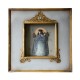 Vierge à l'enfant bleue vintage dans un cadre boîte doré - 40 cm