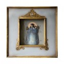 ♥ Vierge à l'enfant bleue vintage dans un cadre boîte doré - 40 cm