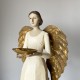 Statue d'Ange crème Porte-Bougie Ailes Dorées - 36 cm