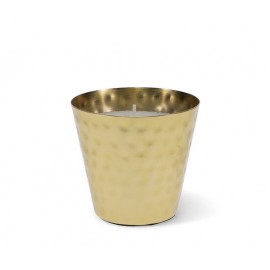 ♥ Bougie Dorée en métal martelé, lumière de fêtes – Parfum Vanille