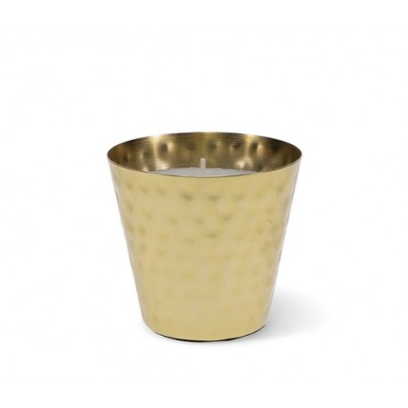 ♥ Bougie Dorée en métal martelé, lumière de fêtes – Parfum Vanille - Accueil Godsavetheking