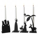 ♥ 4 bougeoirs de l'Avent - Crèche de Noël en métal noir (grande version)