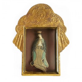 ♥ Cadre vitrine avec Vierge priante - 24 cm