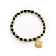 Bracelet perles d'agate noire et croix arrondie - Bracelets religieux femme Godsavetheking