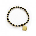 Bracelet perles d'agate noire et croix arrondie