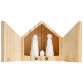 Mini Crèche de Noël en porcelaine et sa boîte en bois