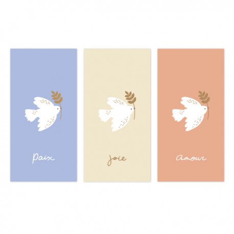 Lot de 3 signets Paix Joie et Amour avec l'Esprit Saint - Signets religieux papeterie religieuse Godsavetheking