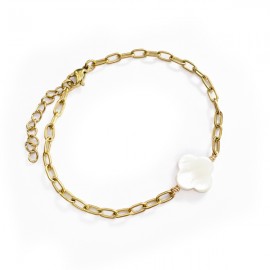 ♥ Bracelet croix en nacre et chaîne forçat - taille réglable - Bracelets religieux femme Godsavetheking