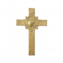 ♥ Croix murale Cœur rayons laiton doré - 10 cm
