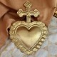 ♥ Croix murale Cœur laiton doré - 10 cm