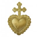 ♥ Sacré-Cœur croix mural laiton doré - 20 cm
