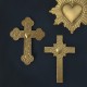 ♥ Croix murale Cœur laiton doré - 10 cm