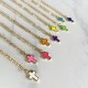 ♥ Collier médaille fluo avec croix dorée en or 14 carats