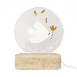 Veilleuse Esprit Saint LED "Viens Esprit de lumière" – Plexiglass & bois USB - Nouveautés Godsavetheking