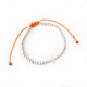Bracelet croix et perles en argent 925 - fil orange fluo réglable - Bracelets religieux femme Godsavetheking