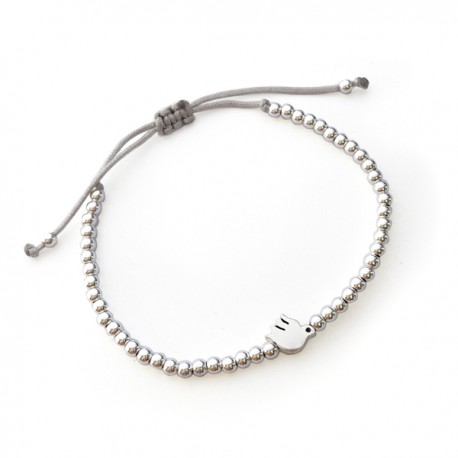 Bracelet Esprit-Saint et perles en argent 925 - fil gris réglable - Bracelets religieux femme Godsavetheking