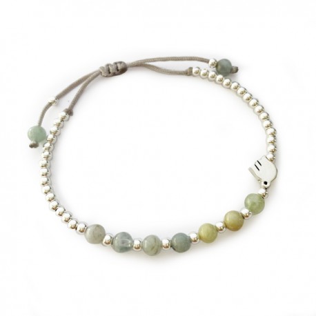Bracelet Esprit-Saint en Argent 925 & Perles naturelles de Chrysocole - Taille réglable - Bracelets religieux femme Godsaveth...