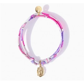 ♥ Bracelet Liberty coulissant Betsy Fluo avec médaille Vierge Marie en plaqué or