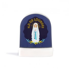 Grande boule à neige Notre Dame de Lourdes paillettes dorées | Fabrication Artisanale Française - Boules à neige objets relig...