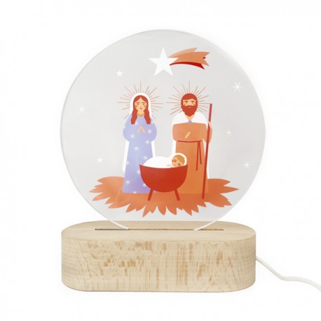 Lampe veilleuse Esprit Saint LED "Viens Esprit de lumière" – Plexiglass & bois - Nouveautés Godsavetheking