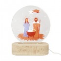 Lampe veilleuse crèche de Noël – Sainte Famille en plexiglass et bois