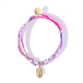 ♥ Bracelet Liberty coulissant Betsy Fluo avec médaille Vierge Marie en plaqué or