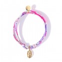 ♥ Bracelet Liberty coulissant Betsy Fluo avec médaille Vierge Marie en plaqué or
