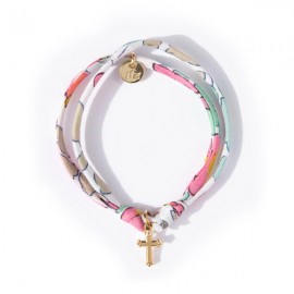 ♥ Bracelet Liberty coulissant Betsy cupcake avec croix en plaqué or