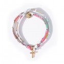 ♥ Bracelet Liberty coulissant Betsy cupcake avec croix en plaqué or