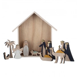 ♥ Crèche en bois – 12 pièces